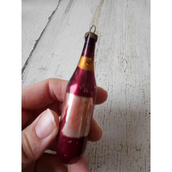 Antique vintage wine champagne glass mercury ornament Mini Xmas tree maroon re - Picture 7 of 8